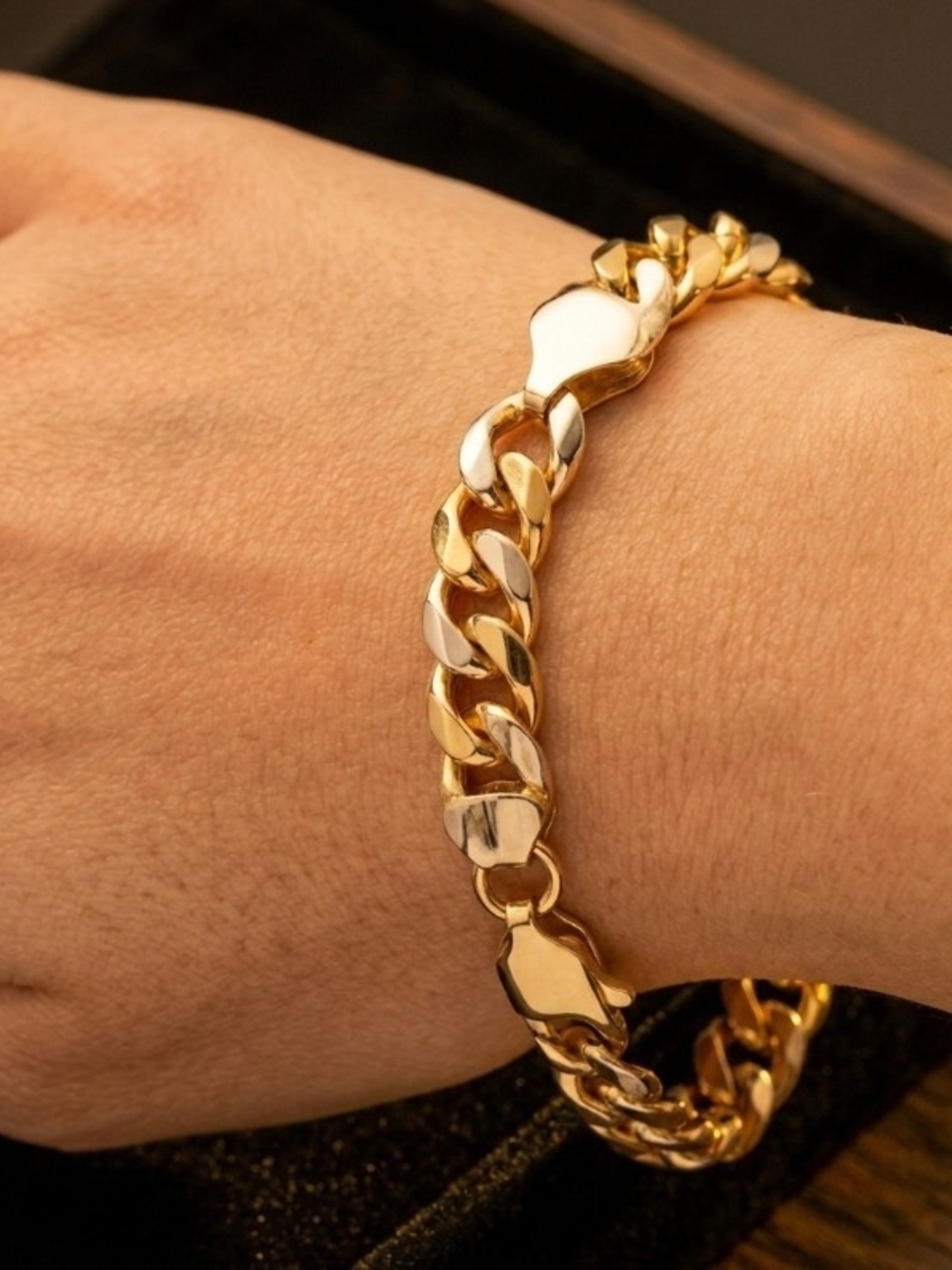 Gold Tone Cuban Link Bracelet for Men Or Women